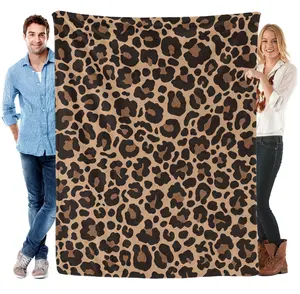 Classic Leopard Print Flannel Blanket | Soft & Warm, Perfect for Sofa & Bed!
