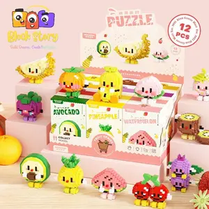 [BRAINY BLOCKS]Summer Fruit Party Brick Set – Cute Cartoon Fruit Characters DIY Mini Building Blocks for Kids & Collectors | Creative Micro Brick Toy Gift for Display & Summer Fun