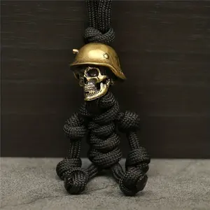 Tactical Skull King EDC Keychain: Multipurpose, Handmade, Copper-Plaited Paracord Accessory car  charms Helmet