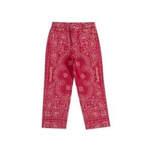 991322 Supreme Bandana Jacquard Baggy Jean Red