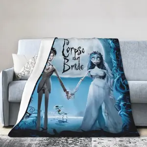 Super soft flannel blanket with Corpse Bride theme print, warm and comfortable, suitable for sofa, bedroom, office in all seasons, ideal gift blanket plushthin quilt holiday gift Intense Nacho Printed Flannel Blanket