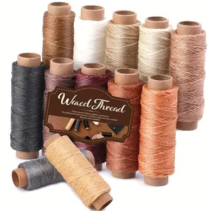 Leather Sewing Waxed Thread Set, 12 Spools, 660 Yards Total – 150D Durable Stitching Thread for Leather Crafts, DIY, Bookbinding, Shoe Repair