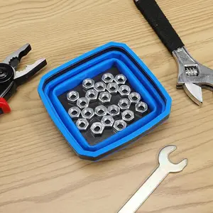 Foldable Magnetic Parts Tray Durable Magnetic Tool Organizer Portable for Garage & Home Use Blue Color Easy Carry & Store Convenient Pockets Holder Boxes  Kit Set