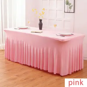 Elastic Spandex Tablecloth Set, Full Coverage Skirt for Rectangular Tables, Ideal for Weddings, Parties, Hotel Events, Home Gatherings, Party Decor, Party Decoration