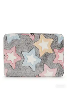 Stars Embossed Fashion Plush Comfort Computer Laptop Sleeve Case, Soft Fabric Interior Protector Cover, Stylish Design for Daily Use