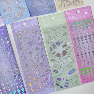 Silver Foil Heart and Star Chain Stickers