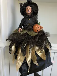 HALLOWEEN WITCH DOLL W/Pumpkin SHELF SITTER-24"