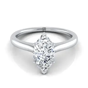 Cathedral Surprise Stone Solitaire Marquise Engagement Ring Setting in Platinum