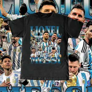 Vintage Lionel Messi Graphic Tee Argentina Inter Miami Football Shirt Retro Soccer Fan Apparel Casual Sweatshirt Street Style Daily Wear For Adults