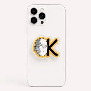 Funny Saitama Meme Acrylic Magsafe Phone Grip Holder, Aesthetic One Punch Man Anime Magnetic Phone Mount, Durable Pop Socket Accessories