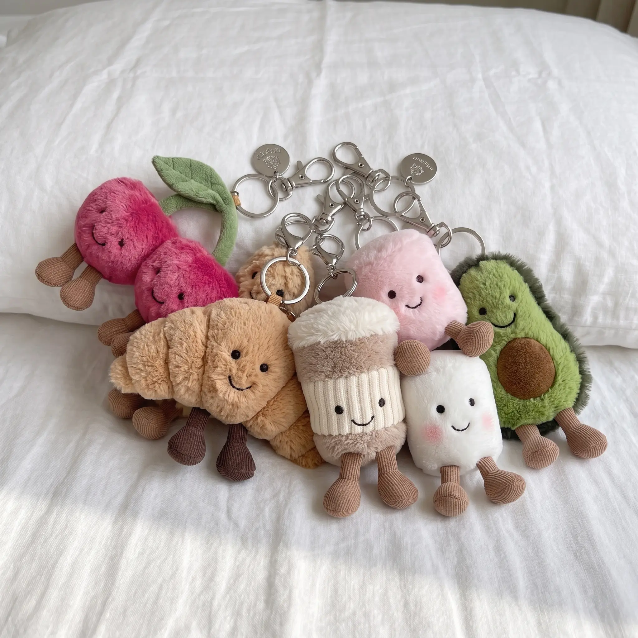 Jellycat Plush Bag Charm Collection, Adorable Plush Keychain, Cute Soft Coffee Bag Accessory, Adorable Cloud Gift for Her, Bag Charm