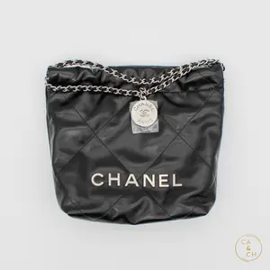 Pre-owned CHANEL Leather Crossbody Bags 22 Mini Bag in Black with Silver Hardware crossbody bag