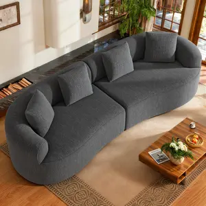 【2 Packages shipping】110” Modular Sectional Sofa for Living Room,4 Seater Cloud Couch with 4 Pillows - Boneless Curved Sofa Couch, No Assembly Required,Green