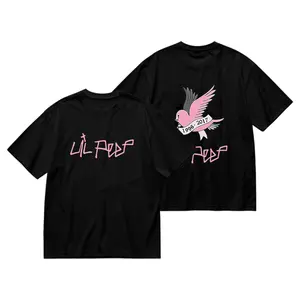 Rapper Lil Peep Pink Printed T-shirt, Unisex Fashion Harajuku Hip Hoodie, Loose Fit, Casual hoodie