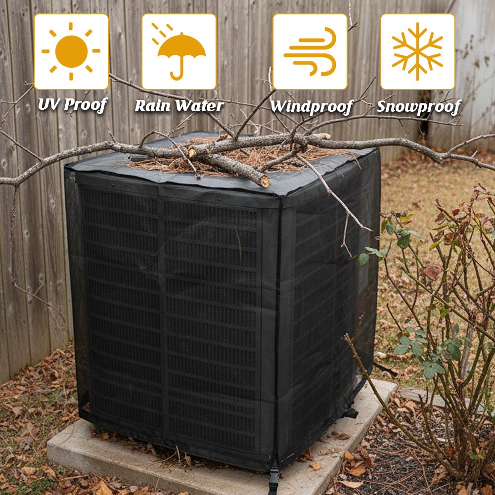 Outdoor AC Cover for Outside Units - Heavy-Duty Mesh Protector Cover with Reinforced Elastic Strap Closure, Weatherproof, UV-Resistant, All-Seasons Option (Multiple Sizes for Household Use)