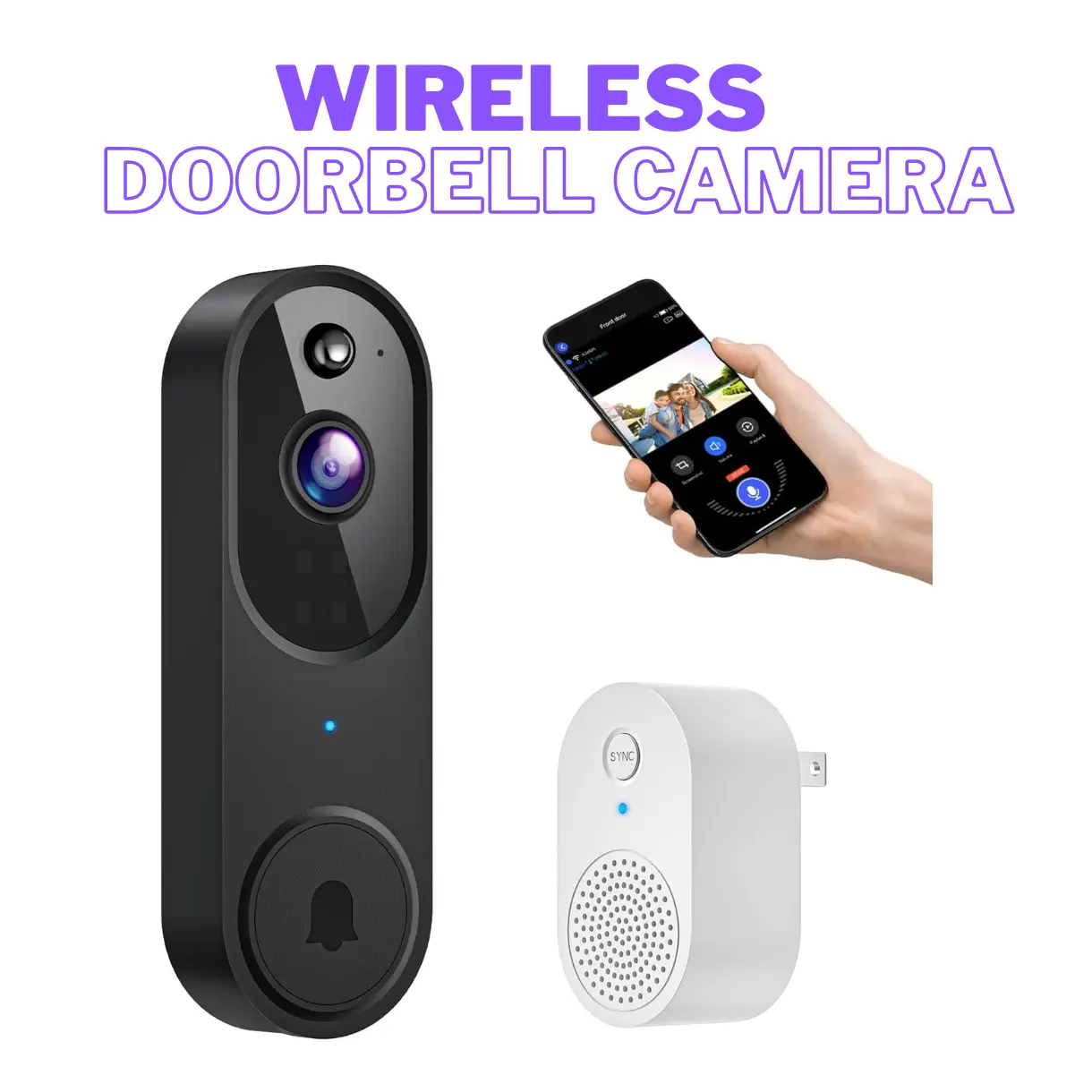 1080P Wireless Wi-Fi Doorbell Camera, 2.4GHz Connection, Smart Home Entry Monitor, Compact Design