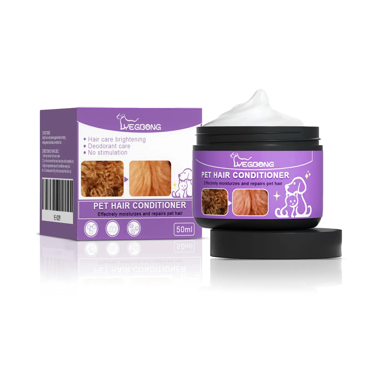 Yegbong Pet Conditioner for Dogs & Cats, 50ml Grooming Supplies, Moisturizing Detangling Formula, Softens Fur, Reduces Knots, Promotes Healthy Shine, Simple Use
