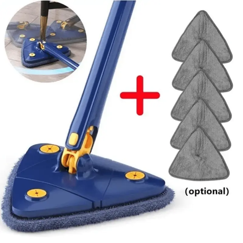 [Adjustable Triangle Mop Set] 360 Degree Rotation Retractable Adjustable Triangle Mop Set | For Tub, Tile, Floor, Wall & Glass Cleaning