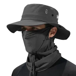 Breathable Fisherman Hat with Mask – 2-in-1 Design, Ice Silk Fabric Keeps You Cool, Wide Brim & Neck Flap