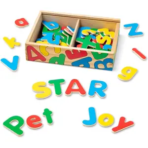 52 Wooden Alphabet Magnets in a Box - Uppercase and Lowercase Letters - FSC Certified