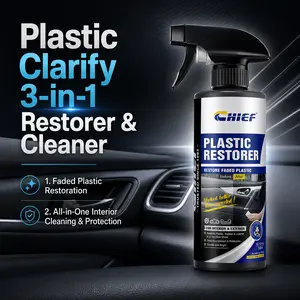 CHIEF 3-In-1 Plastic Restorer Spray, Automotive Trim Cleaner & Tire Shine, UV Protection Reviver for Faded Plastic Rubber Leather Auto Interior Exterior Care