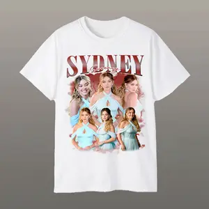 Sydney Sweeney Blue Dress Collage Vintage Retro 90s Bootleg Graphic Unisex T-Shirt