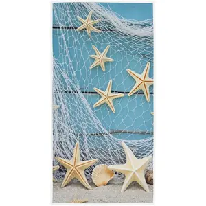 Starfish Seashell Tropical Beach Hand Towels 16x30 in Sea Ocean Marine Nautical Bathroom Towel Soft Absorbent Wooden Summer Small Bath Towel Kitchen Dish Guest Towel Home Bathroom Decorations