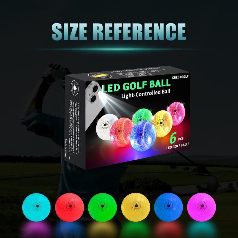 MYKUJA 6pcs Golf Light-controlled Balls, Premium Rubber Material, Flashlight Controlled Switch, Perfect Night Golf Accessory, Fun Gift for Golf Lover