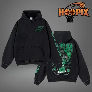 HOOPIX - Jayson Tatum Premium Acid Washed Cotton Hoodie (Made In USA), JT Energy Fans Shirt, Game Day Outfits, Gift For Golden State Basketball Fans, Basketball Graphic Tee Hoodie