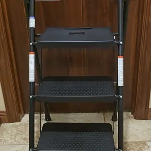 Sweet Furniture S - Step Ladder, Foldable Stool with Wide Pedal, Cushioned Handle, 800lbs Capacity for Home Kitchen and Outdoor, Black