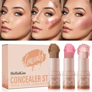 【BUY 1 GET 2 FREE】Long Lasting Concealer Stick, 3 Counts/set Highlighter & Blush & Contouring & Bronzing Stick,Facial Makeup Tool for Women & Girls