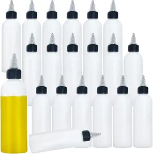 20 Pcs 4 Oz Plastic Squeeze Condiment Bottles with Twist-on Cap Lids,Sauce Bottle with Squeeze Top,Squirt Condiment Bottles for Ketchup,Mustard,Olive Oil and More