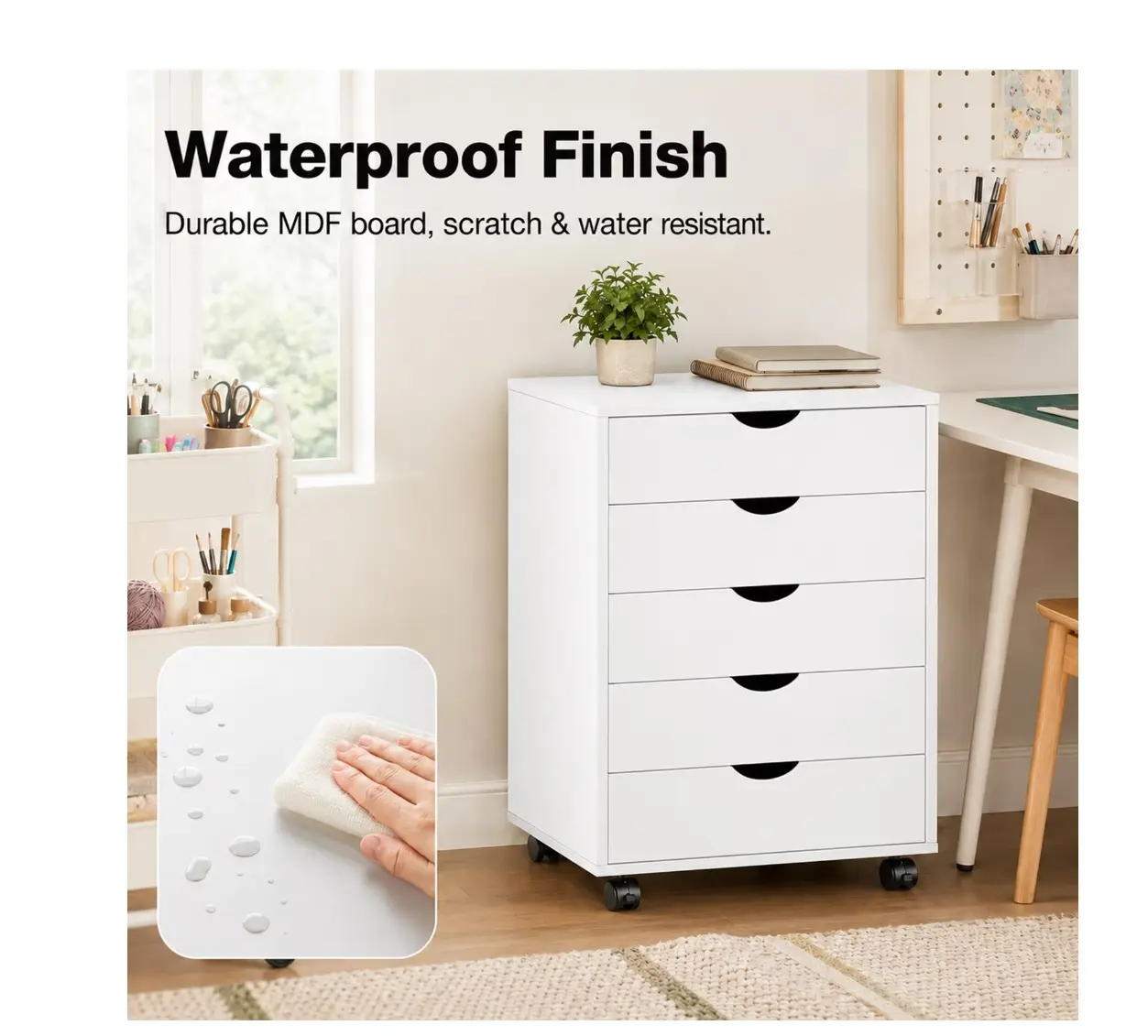 5/7-Drawer Storage Cabinet with Rolling Wheels, Lockable Casters, Spacious Drawers & Top Shelf for Office & Home