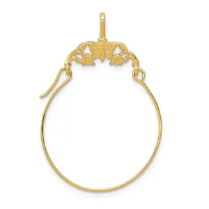 14k Yellow Gold Polished Butterflies Charm Holder