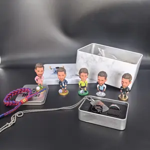 Soccer Star Number 10 Gift Bundle  Figures  Necklace Rings Woven Bracelet Wristband Set