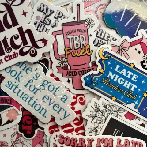 Mystery Bookish Sticker Set, Set of 10 Laminated, Waterproof, Handmade Stickers for Kindle, Laptop, Water Bottle, Book Lover Gift