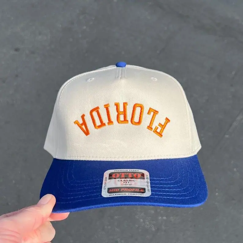 Florida Upside Down Hat, Florida Hat, State Hat, Upside Down Hats, Two Tone Hat, College Gift, baseball hat, Embroidery, Custom hat