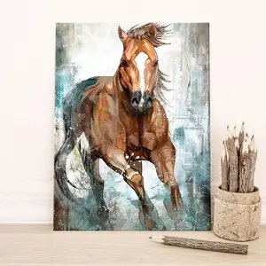 Wooden Framed Canvas Painting, Horse Pattern Wall Art, Modern Art Decoration, Living Room Bedroom Decoration, Office Mural, Hallway, Home Poster, Ornaments