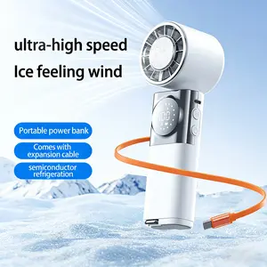 Mobile power supply portable fan handheld high-speed fan 100 adjustable horizontal foldable, suitable for summer travel and holiday necessities and outdoor activities cool fan