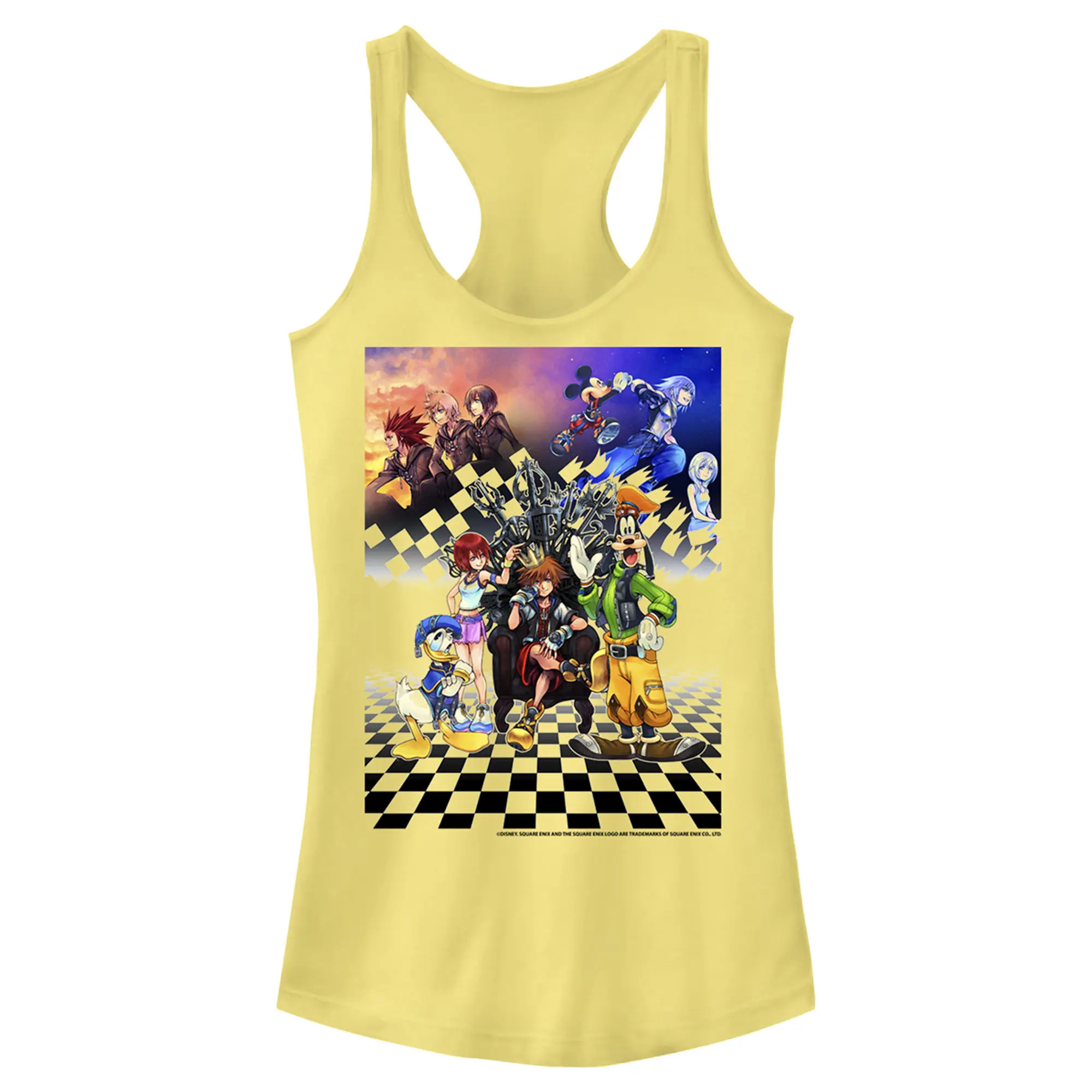 Juniors Womens Kingdom Hearts 1.5 Box Art Racerback Tank Top, Casual, Licensed Gear