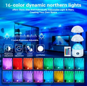 【3-in-1 USB-Powered LED Aurora Projector Lamp with Northern Lights Effect】Adjustable Brightness & 16 Color Changing | Decorative Lighting, Remote Control Light Projector for Bedroom Decor | Atmospheric Lighting Ideal for Use in Bedrooms, Living Rooms