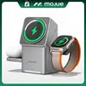 MOJUE 3 in 1 Charging Station for Apple, Mag-Safe for iPhone , Qi2 Certified Rotating Stand for iPhone 18,17,16,15,14,13,12 Series, Apple Watch, AirPods Pro(USB-C Included) wireless charger Charging Dock for Apple Foldable fast