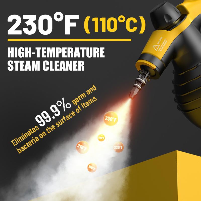 99% Sterilization Handheld Steam Cleaner with 10 Attachments - High-Pressure, Fast Heat-Up for Cars, Grout, Bathrooms, Upholstery - Large Tank, Safety Lock, No Chemical Residue, Includes Nylon Brushes & Squeegees, Steam Cleaner for Car