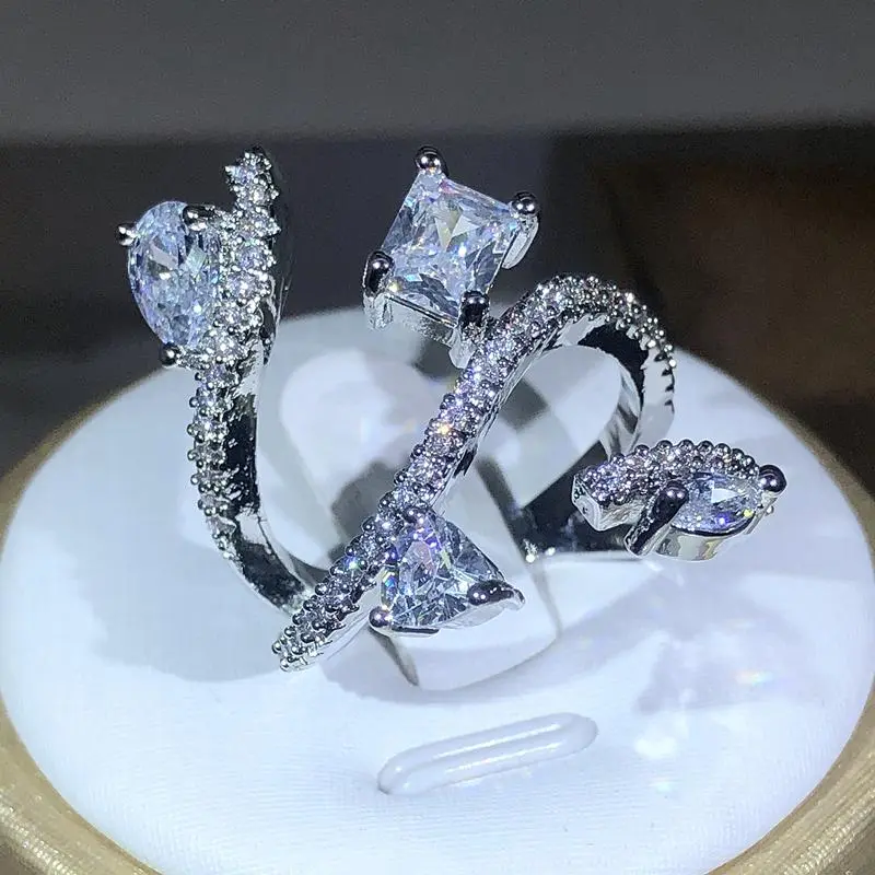 925 sterling silver exaggerated large snake-shaped winding ring ladies jewelry zircon ring party Christmas gift