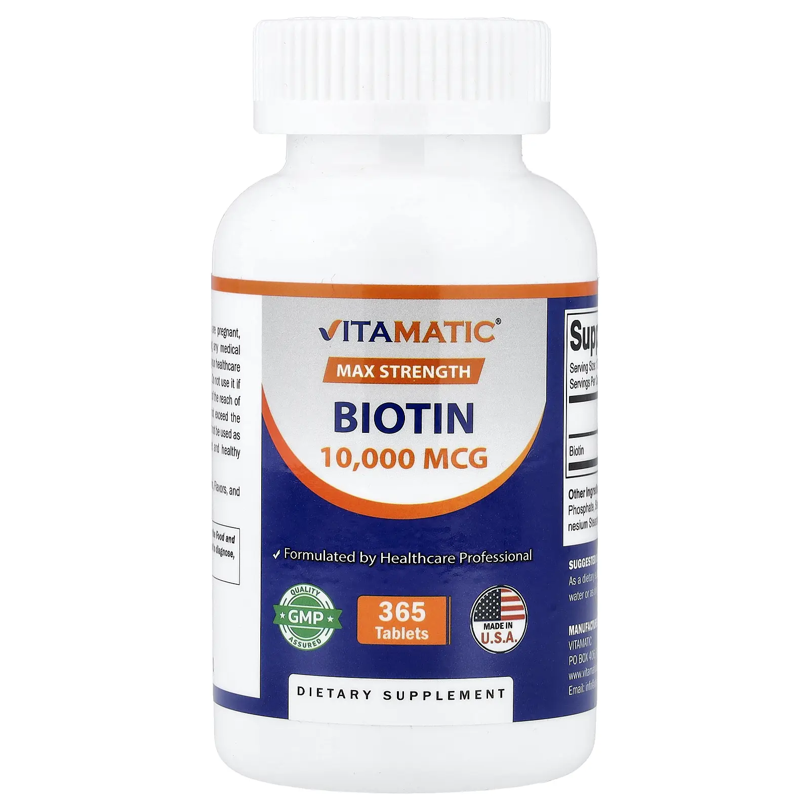 Vitamatic Biotin, Max Strength, 10,000 mcg, 365 Tablets Vitamatic Biotin, Max Strength, 10,000 mcg, 365 Tablets