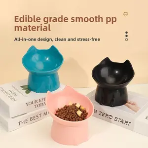 Elevated Cat Feeder Feeding Pet Bowl Neck Protection Dog Bowl Large Capacity Anti-Tip Slanted Design Pet Supplies for Cats Dogs