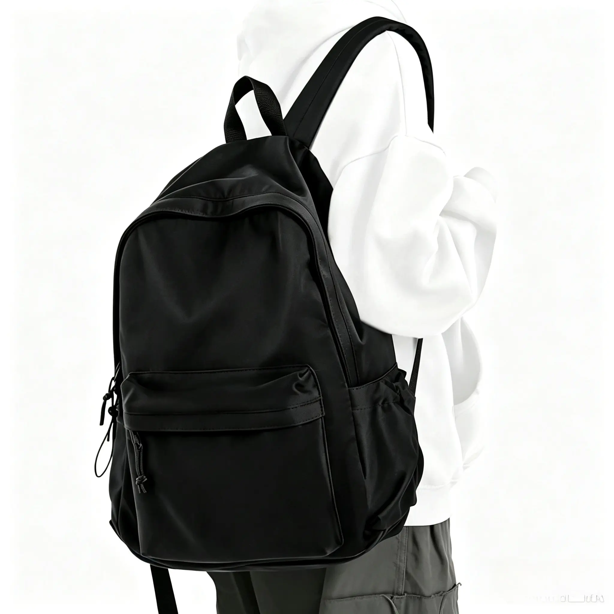 Women's Backpacks Durable Polyester Backpack, Lightweight with Adjustable Straps, Zippered Laptop Compartment - Ideal for School, College, Travel - Sleek Black Design for Men & Women, Backpack for School