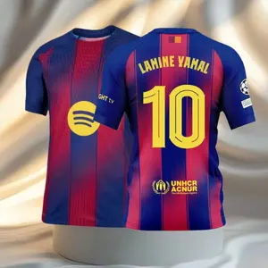 10 #   Yamal 25 26 Home Short Sleeve Soccer Jersey Fans Version Red Blue