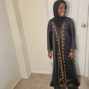 KidFatima Butterfly Black Abaya for Kids with Elegant Gold Embroidery Soft Fabric Stylish Daily Wear Comfortable Choice