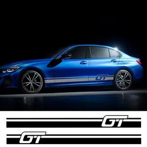 2-Piece Cool GT Racing Stripe Side Skirt Decals | Exclusive Vinyl Car Stickers for Sports Car Modification, High-Quality Waterproof & Scratch-Resistant Material, Fits Multiple Models, Easily Enhances Visual Appeal & Protection